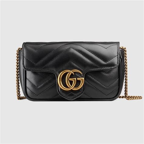 gucci women's black gg marmont matelassé leather super mini bag|GG Marmont velvet shoulder bag.